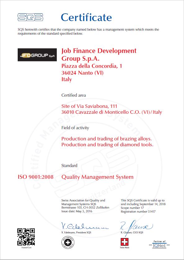 Certificates JFD Brazing